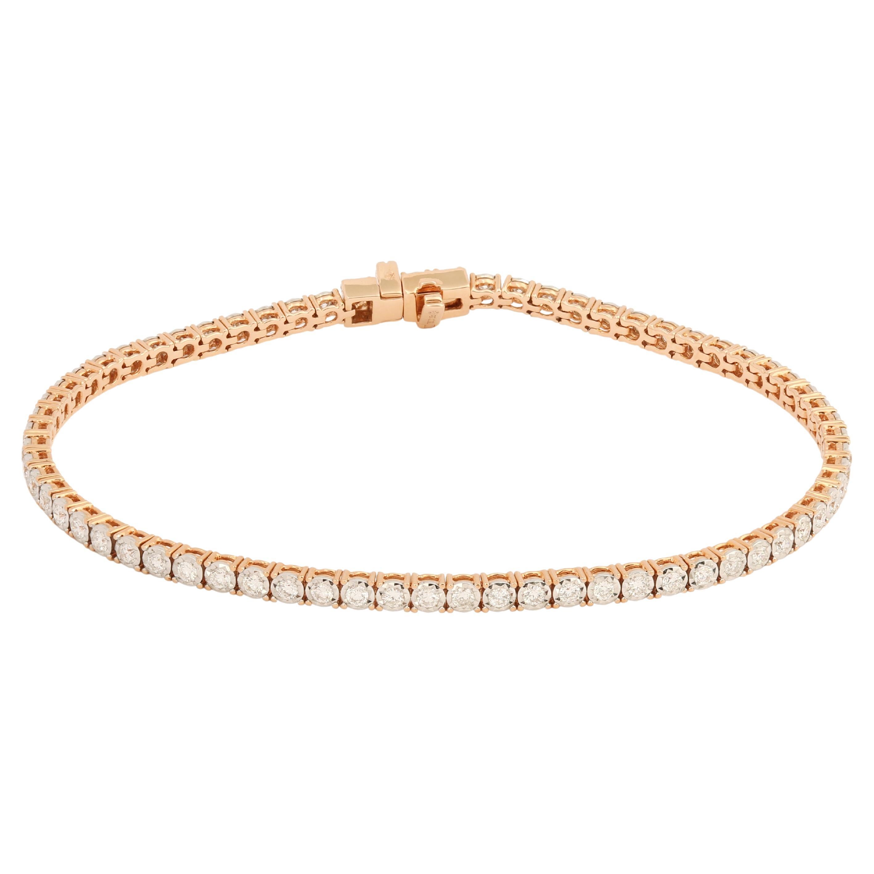 Pulsera de tenis de oro rosa de 18 quilates con diamantes