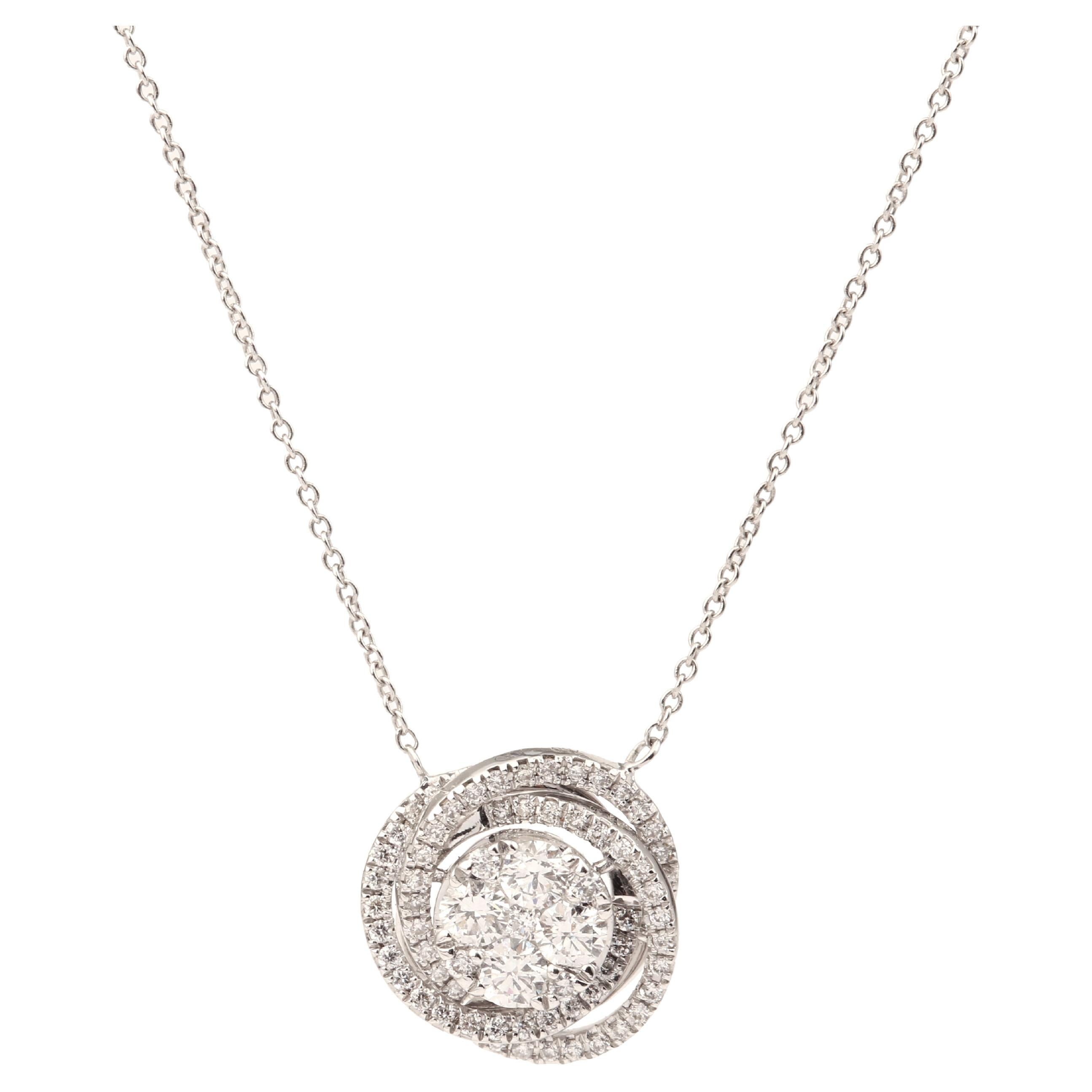 Diamonds 18-Carat White Gold Whirlwind Necklace For Sale