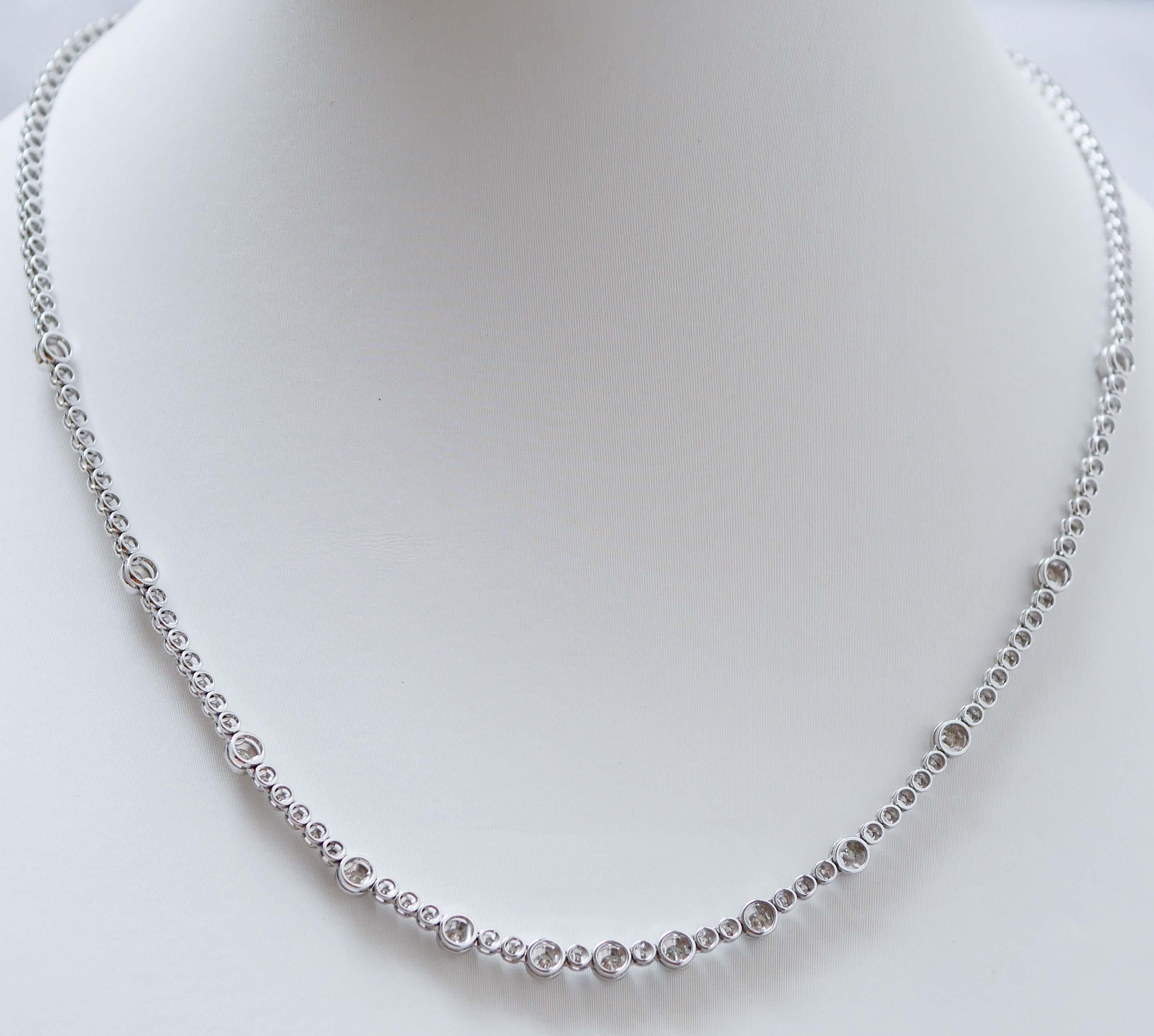 Modern Diamonds, 18 Kara White Gold Tennis Necklace.