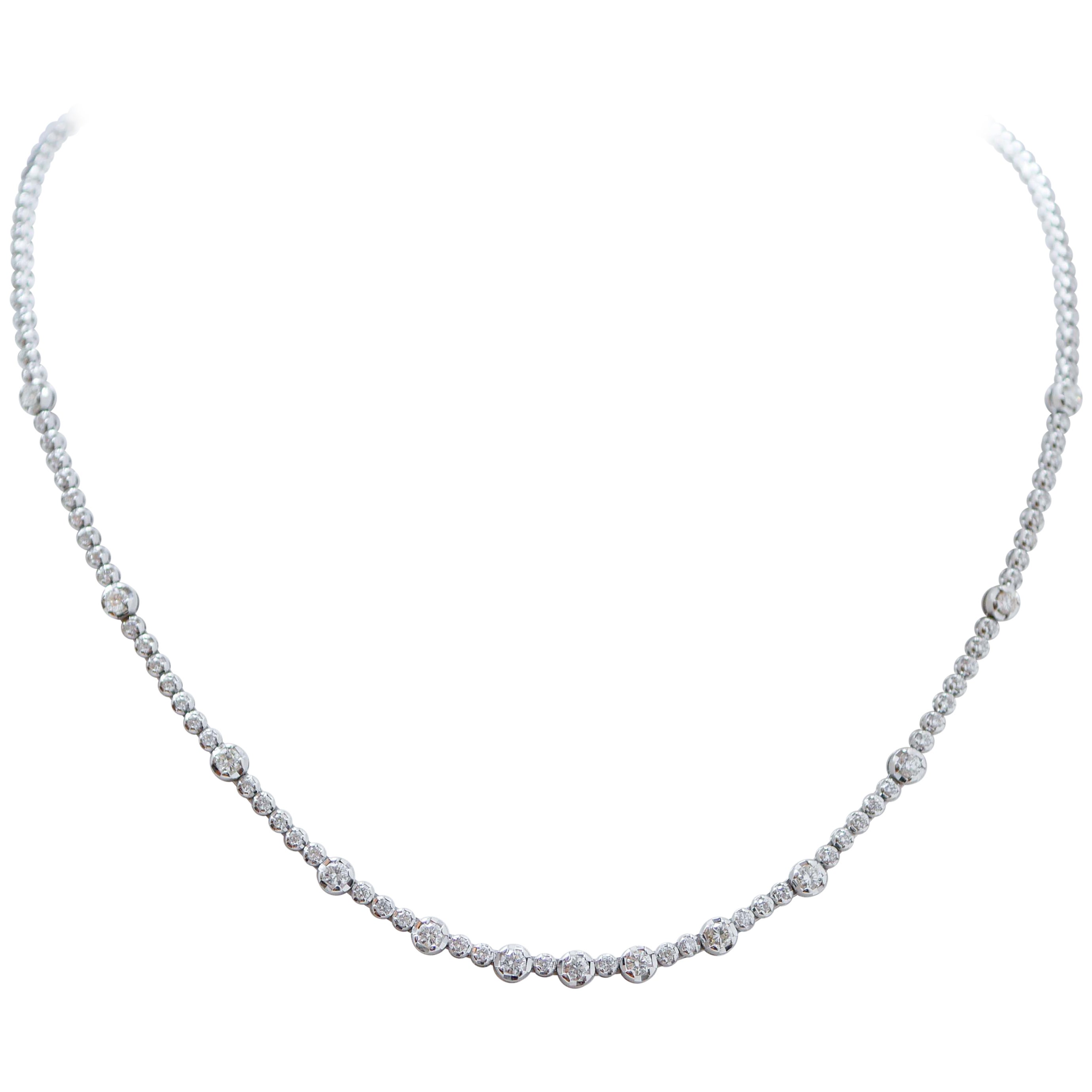 Collier tennis en or blanc 18 carats et diamants en vente