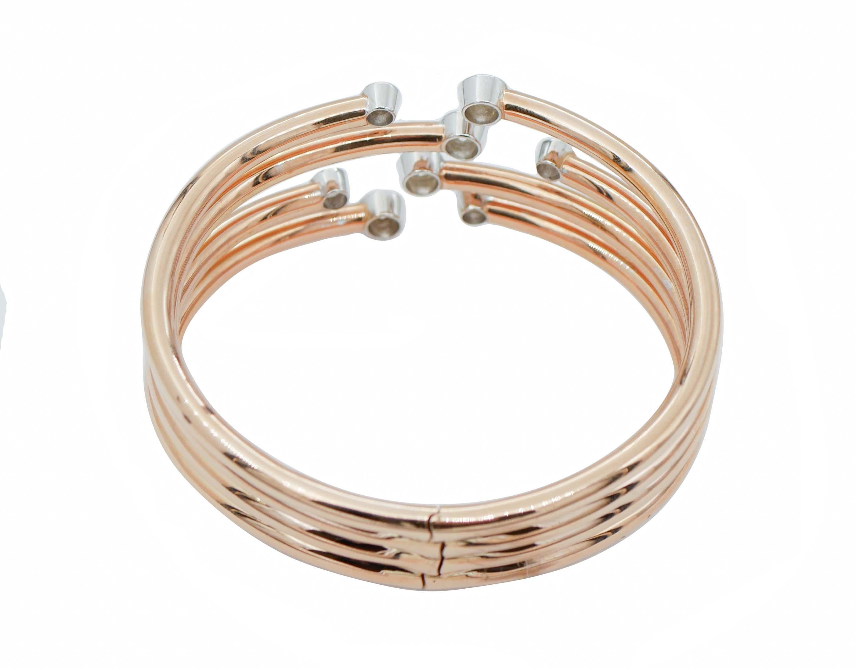 Moderne Bracelet moderne en or rose et blanc 18 carats et diamants en vente
