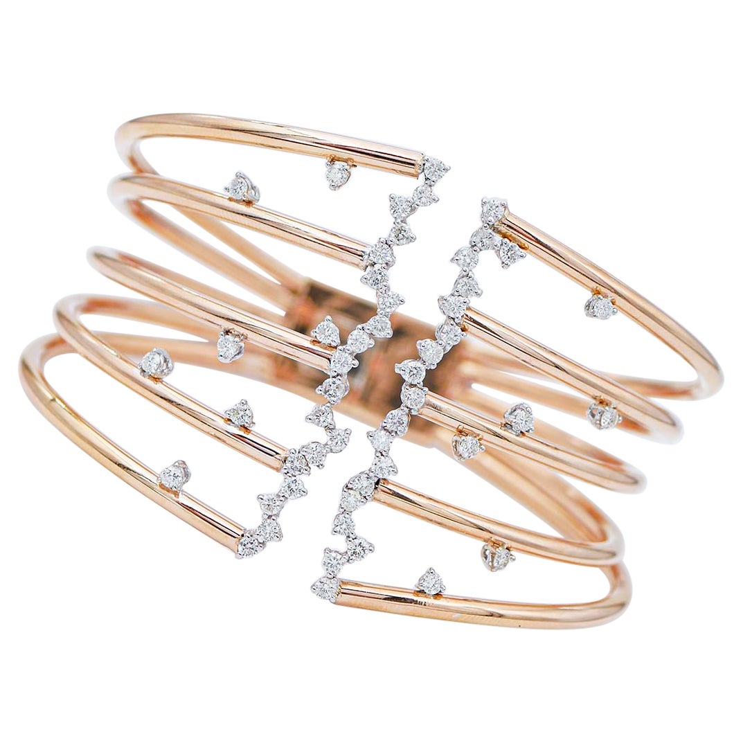 Diamonds, 18 Karat Rose and White Gold Modern Bracelet