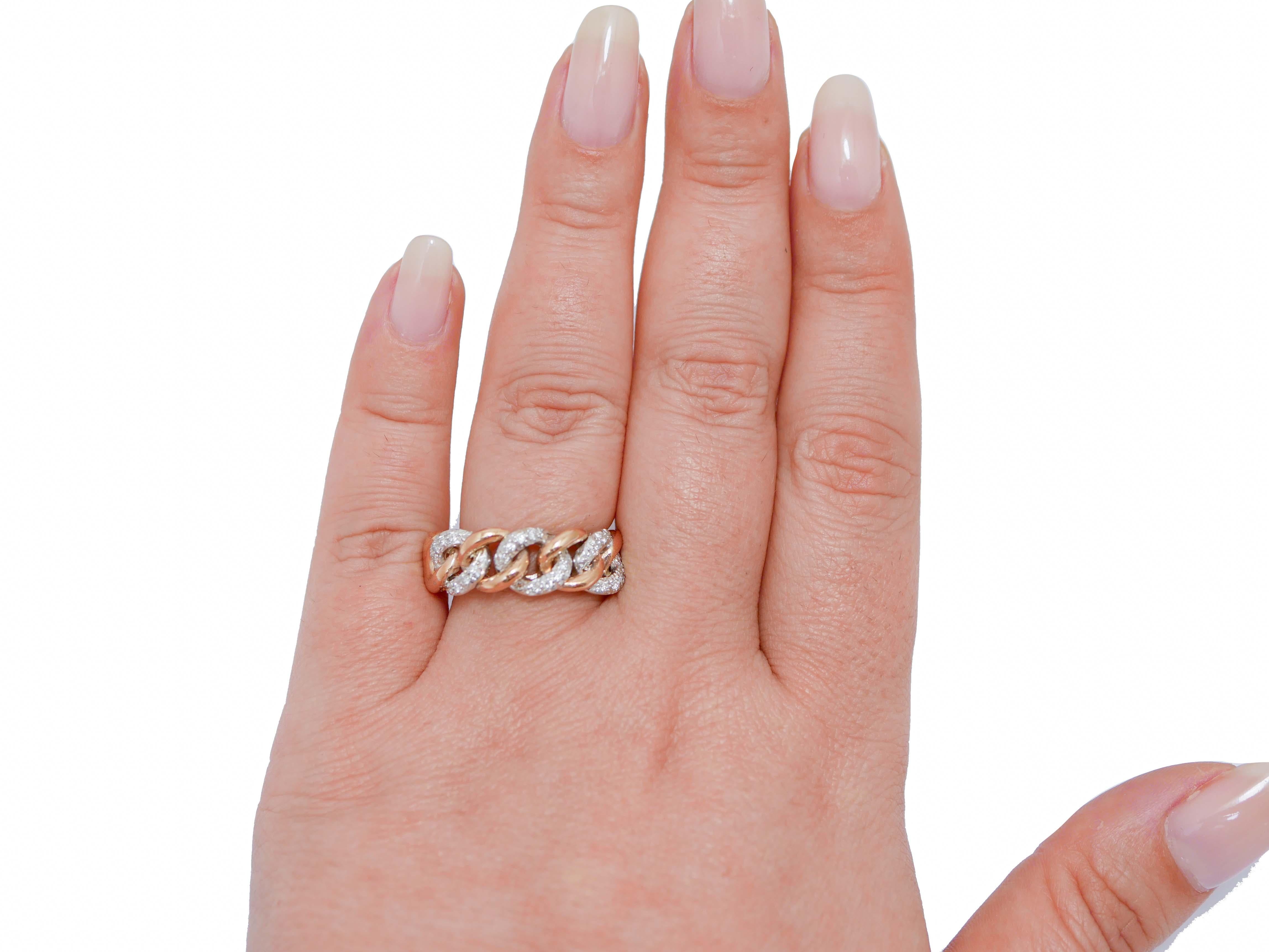 Diamanten, Ring aus 18 Karat Roségold und Weißgold (Brillantschliff)