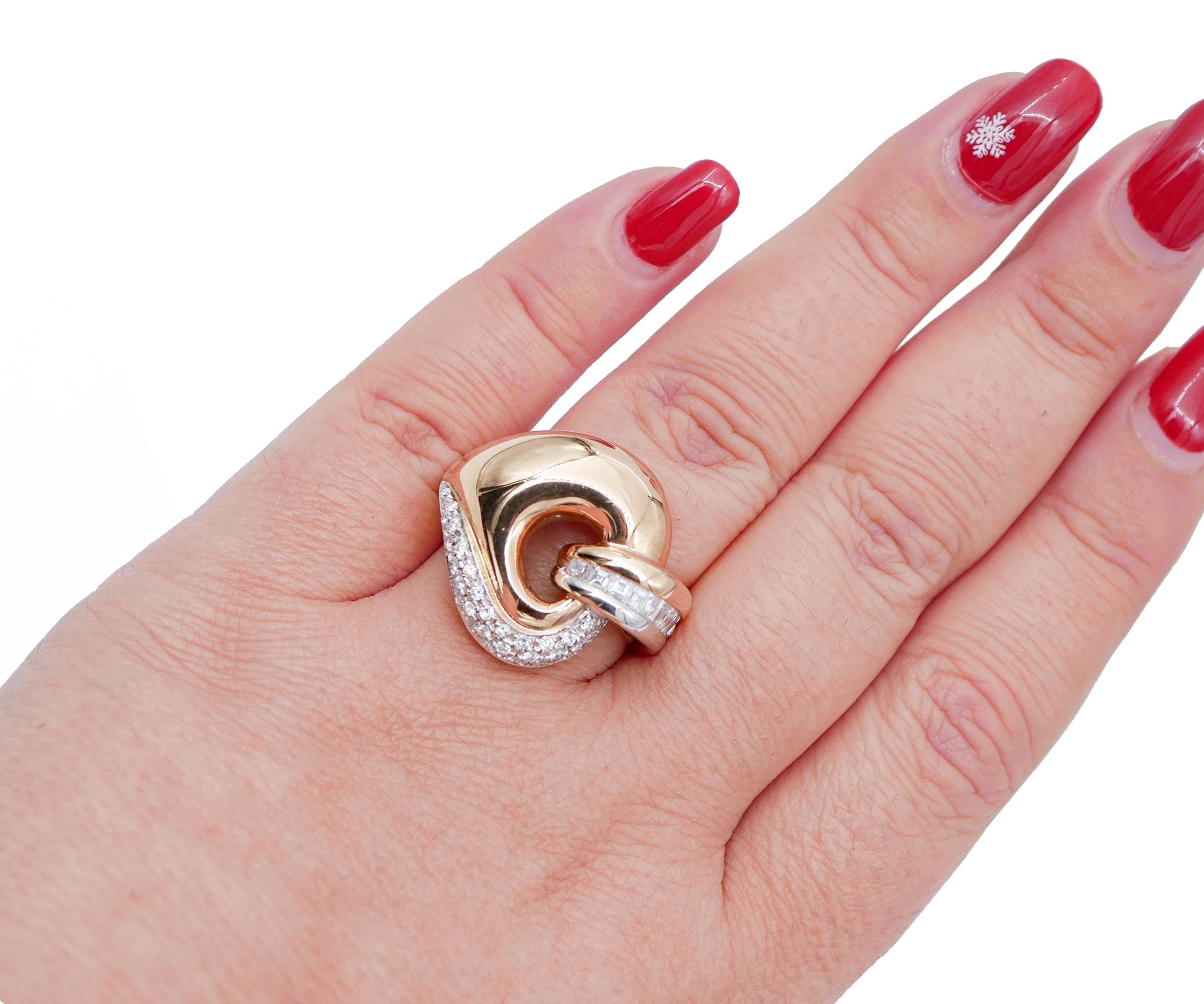 Diamanten, Ring aus 18 Karat Roségold und Weißgold im Zustand „Gut“ im Angebot in Marcianise, Marcianise (CE)