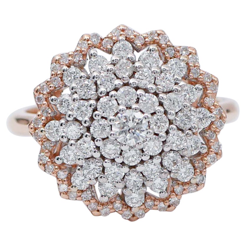 Bague en or rose et blanc 18 carats et diamants