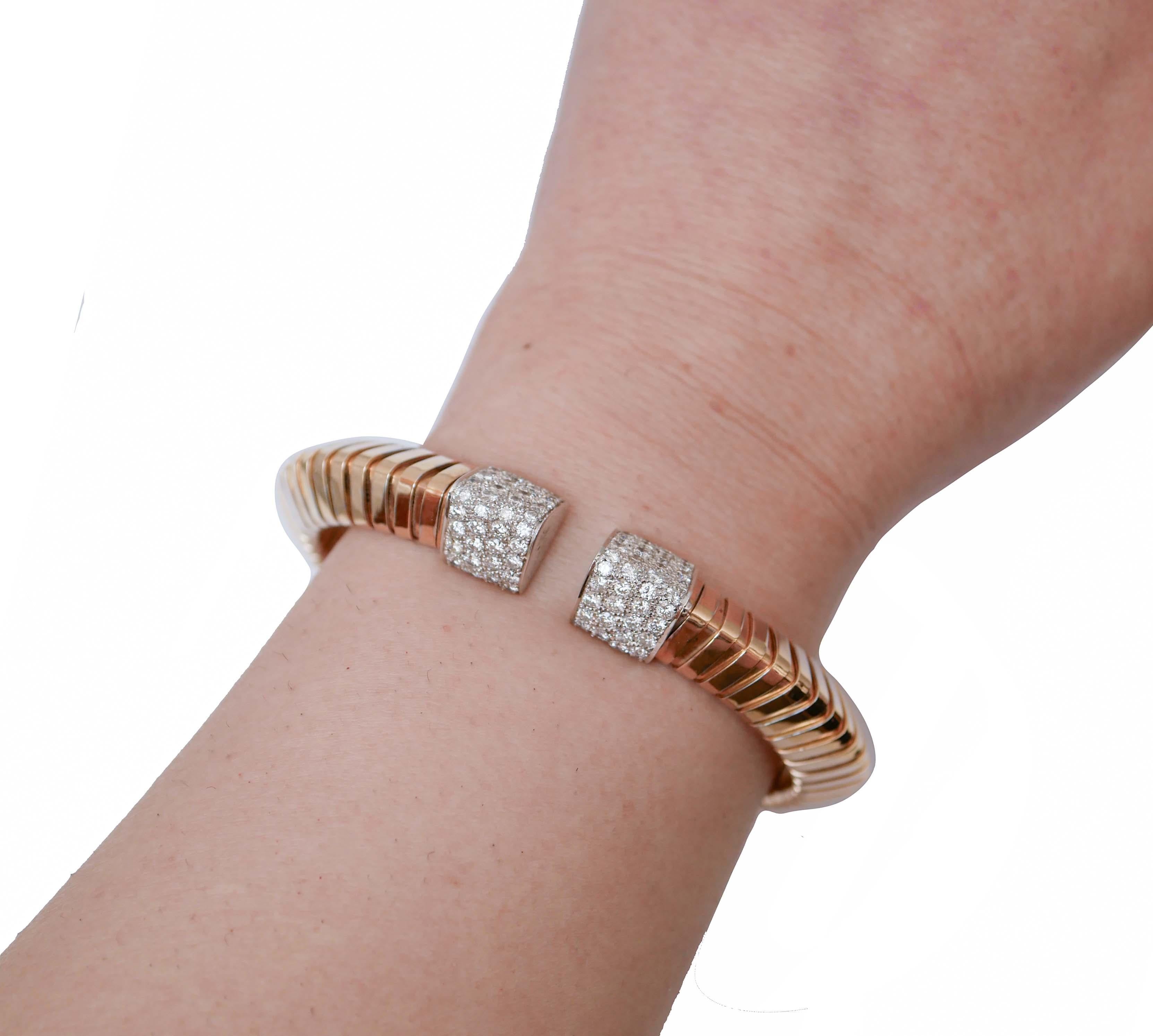 Diamonds, 18 Karat Rose Gold and White Gold Bracelet. In Good Condition For Sale In Marcianise, Marcianise (CE)