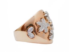 Diamonds, 18 Karat Rose Gold and White Gold Modern Ring.