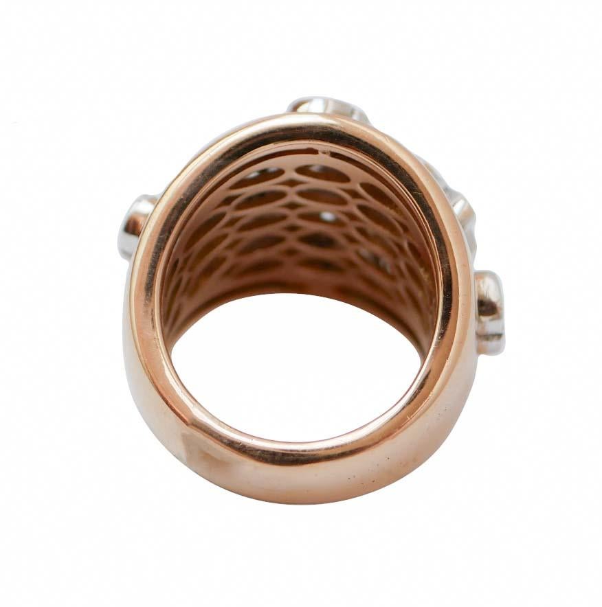 Moderno Diamanti, anello moderno in oro rosa e oro bianco 18 carati. in vendita