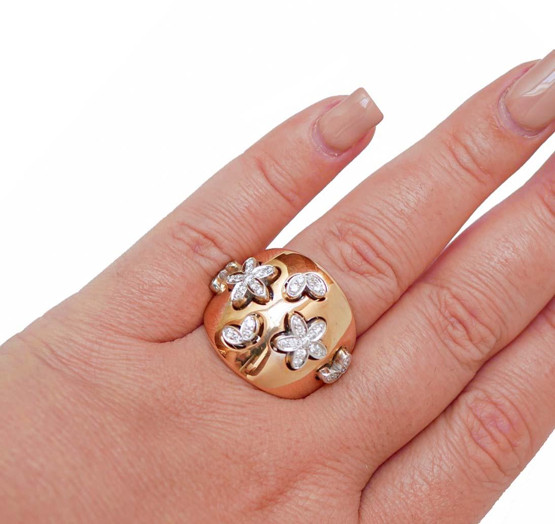 Diamanti, anello moderno in oro rosa e oro bianco 18 carati. In condizioni Nuovo in vendita a Marcianise, Marcianise (CE)