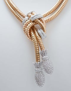 Diamonds, 18 Karat Rose Gold and White Gold  Tubo Gas Necklace.
