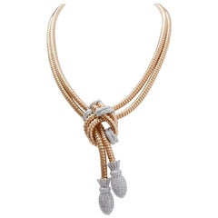 Diamonds, 18 Karat Rose Gold and White Gold  Tubo Gas Necklace.