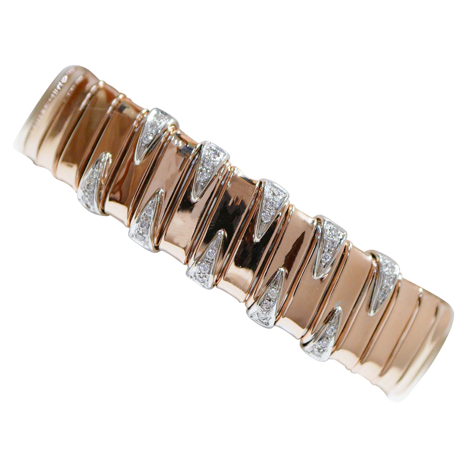 Tubogas-Armband aus Diamanten, 18 Karat Roségold und Weißgold.