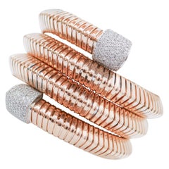 Vintage Diamonds, 18 Karat Rose Gold and White Gold Tubogas Bracelet.