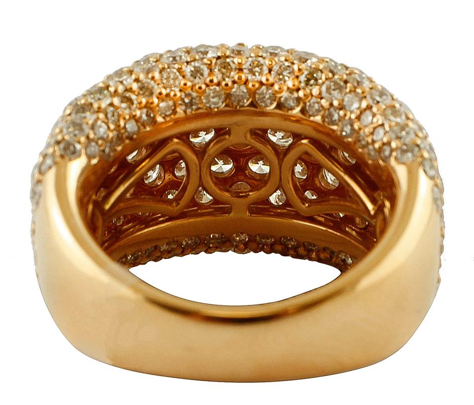 Modern Diamonds, 18 Karat Rose Gold Band Ring For Sale