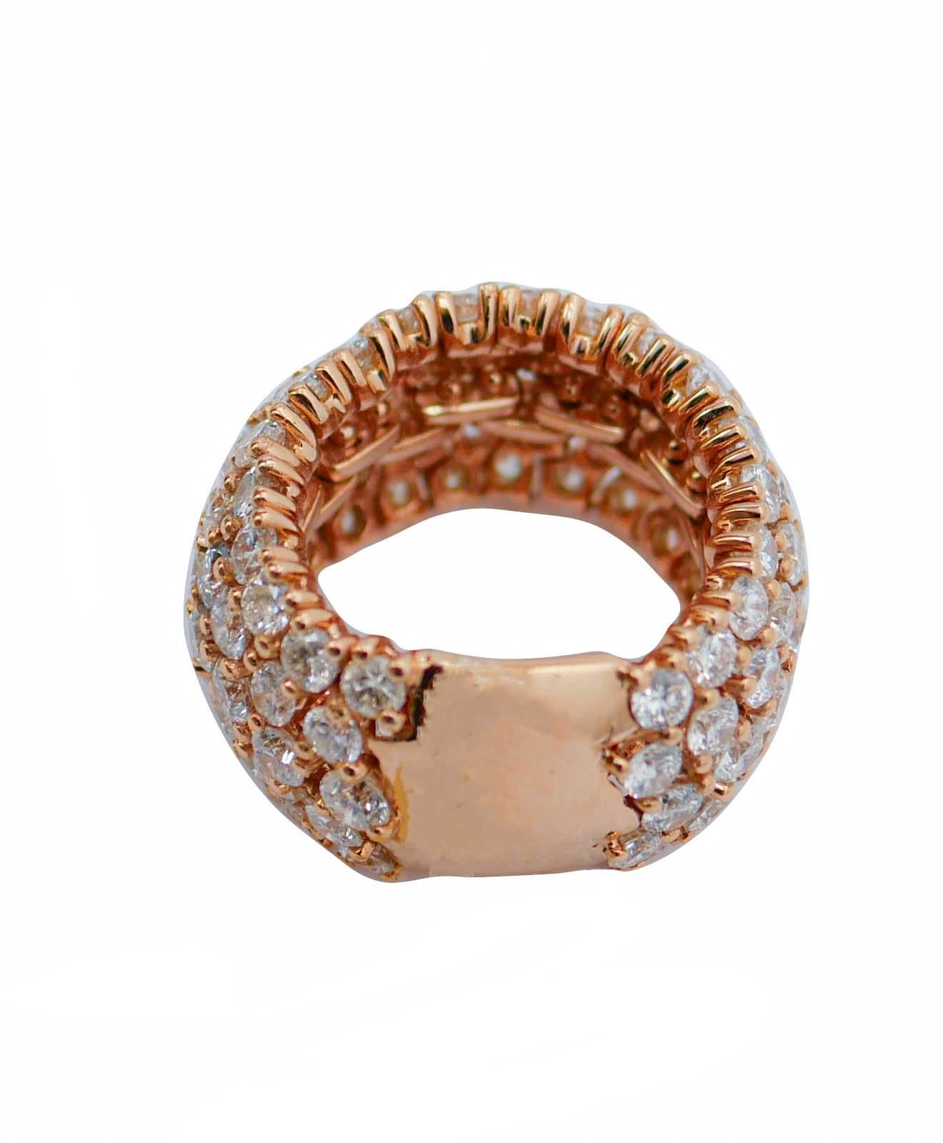 Modern Diamonds, 18 Karat Rose Gold Band Ring. For Sale