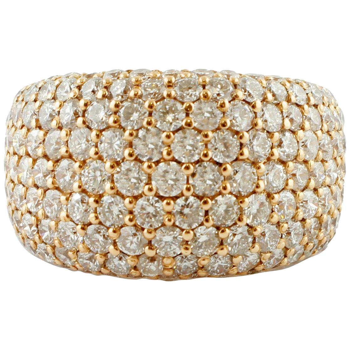 Diamonds, 18 Karat Rose Gold Band Ring For Sale