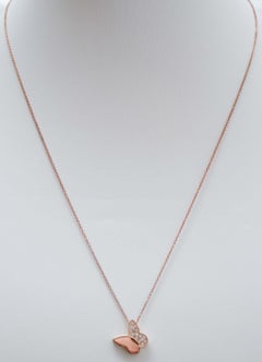 Diamonds, 18 Karat Rose Gold Butterfly Pendant Necklace.