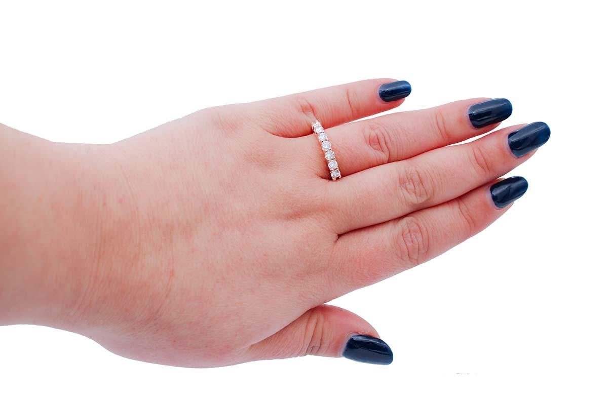 Brilliant Cut Diamonds, 18 Karat Rose Gold Engagement Ring For Sale