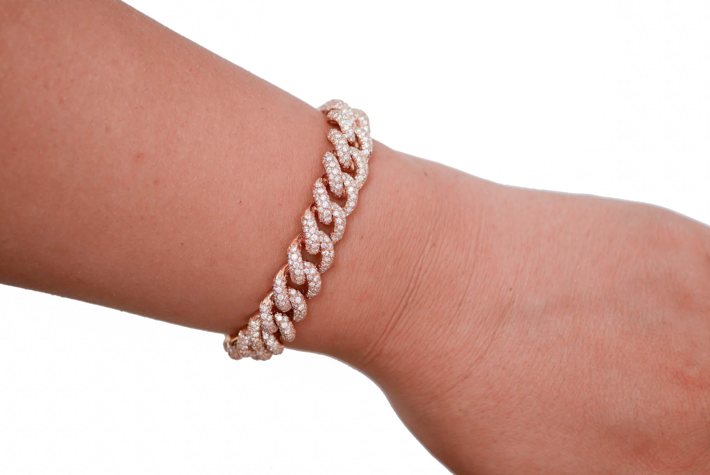 Diamants, bracelet Groumette en or rose 18 carats. Neuf - En vente à Marcianise, Marcianise (CE)