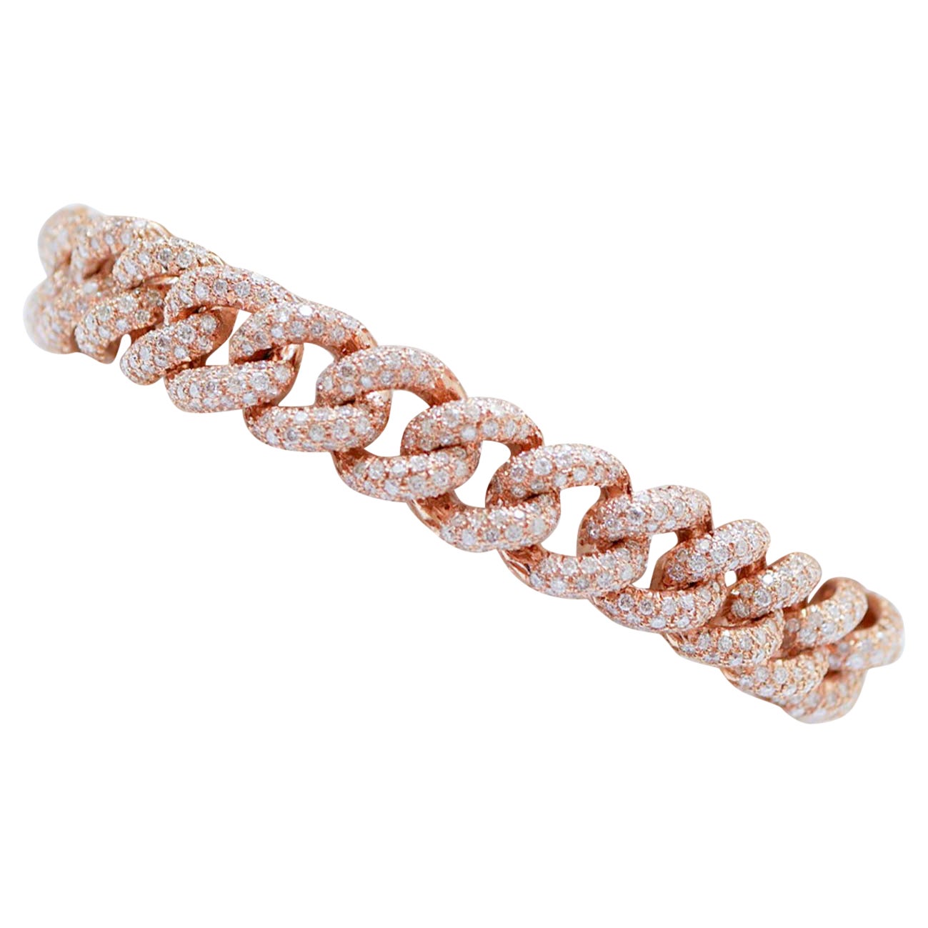 Diamants, bracelet Groumette en or rose 18 carats. en vente