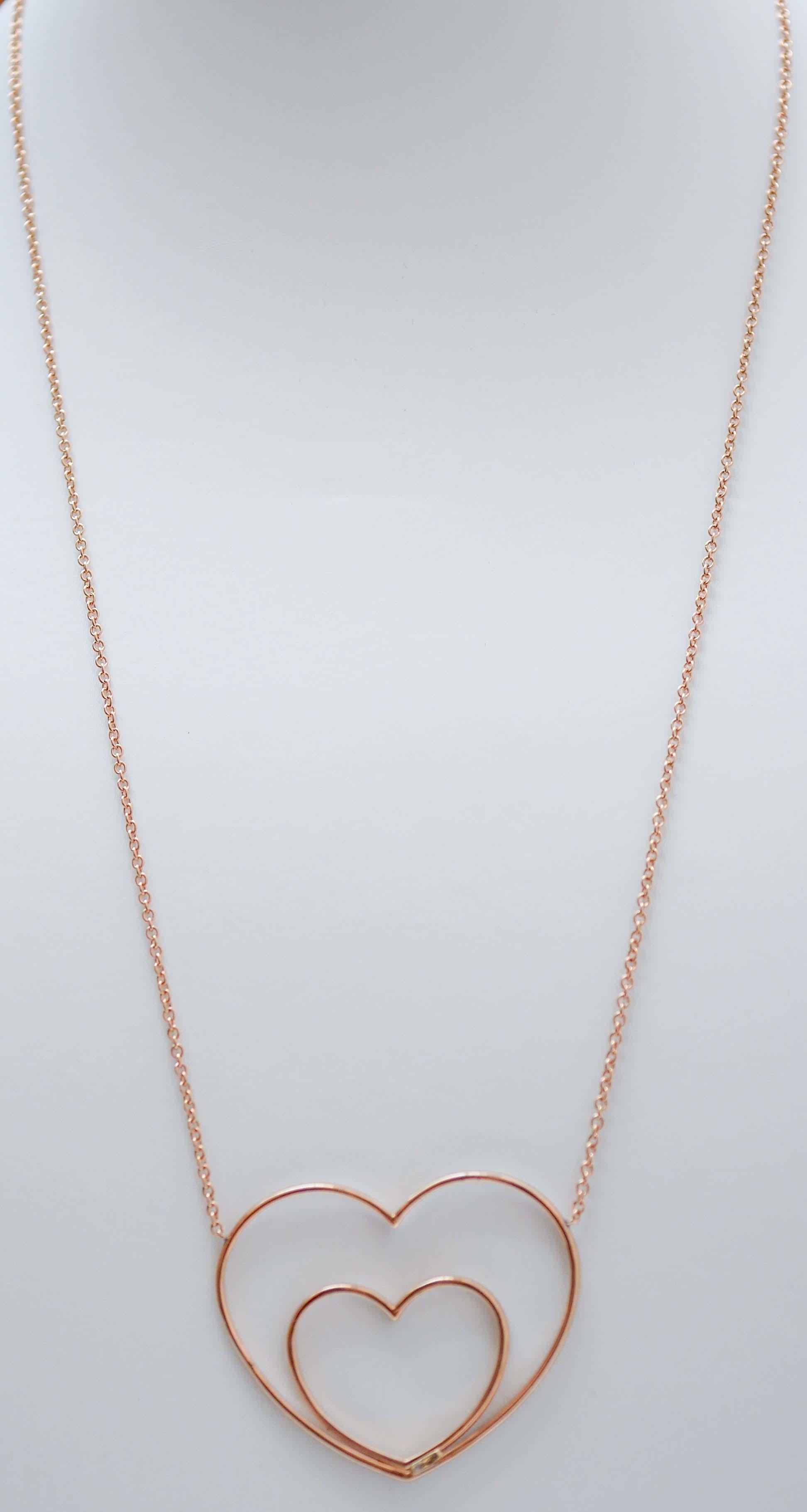 Diamanten, 18 Karat Roségold Herz-Anhänger-Halskette. (Moderne) im Angebot