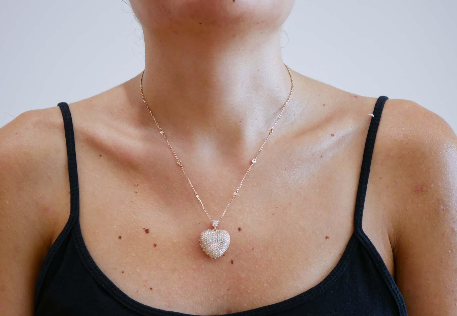 Donna Diamanti, 18 carati  Collana con ciondolo a forma di cuore in oro rosa in vendita