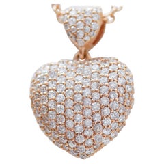 Diamonds, 18 Karat Rose Gold Heart Shape Pendant Necklace