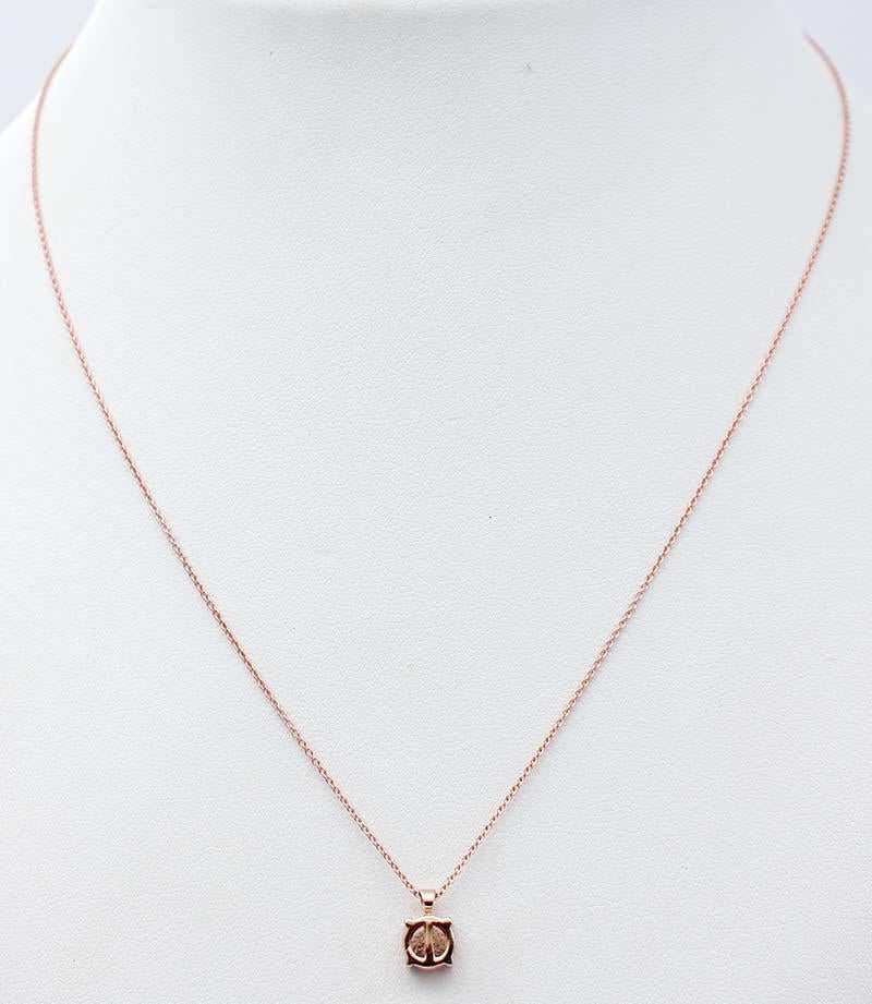 Mixed Cut Diamonds, 18 Karat Rose Gold Light Point Pendant Necklace For Sale