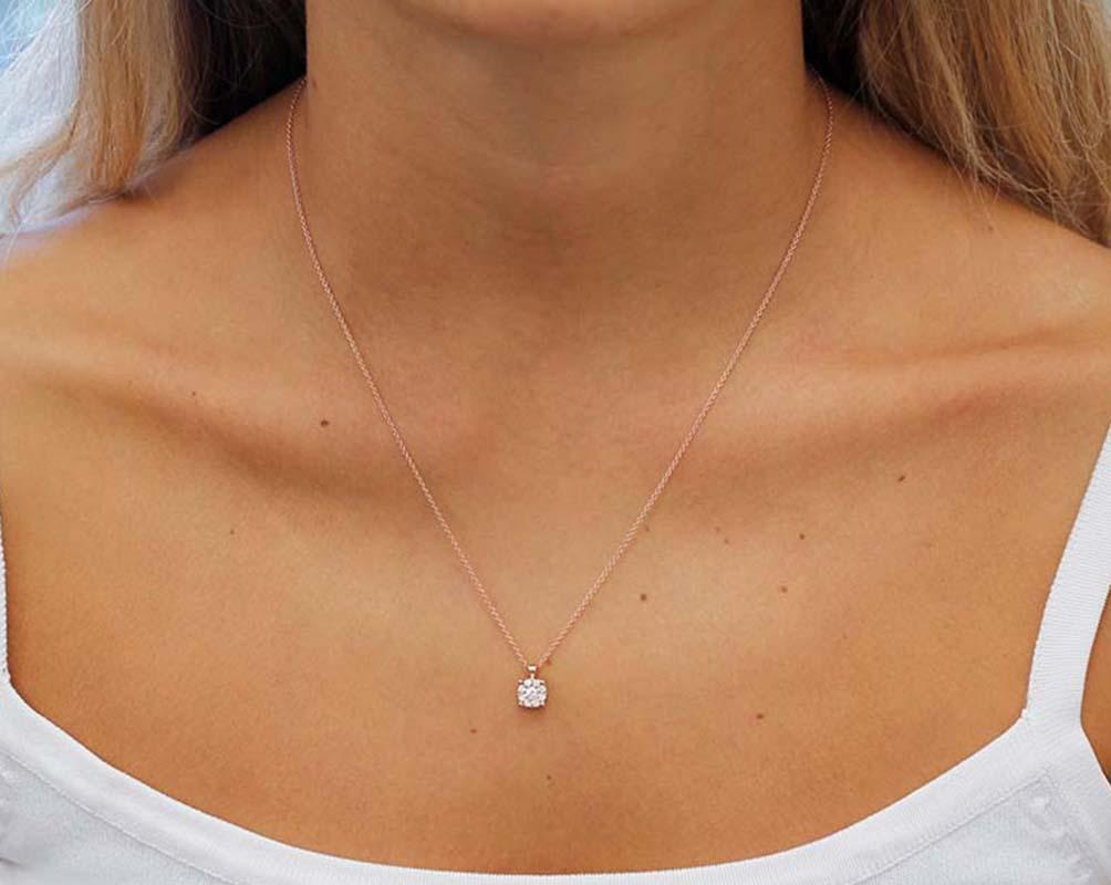 Women's Diamonds, 18 Karat Rose Gold Light Point Pendant Necklace For Sale