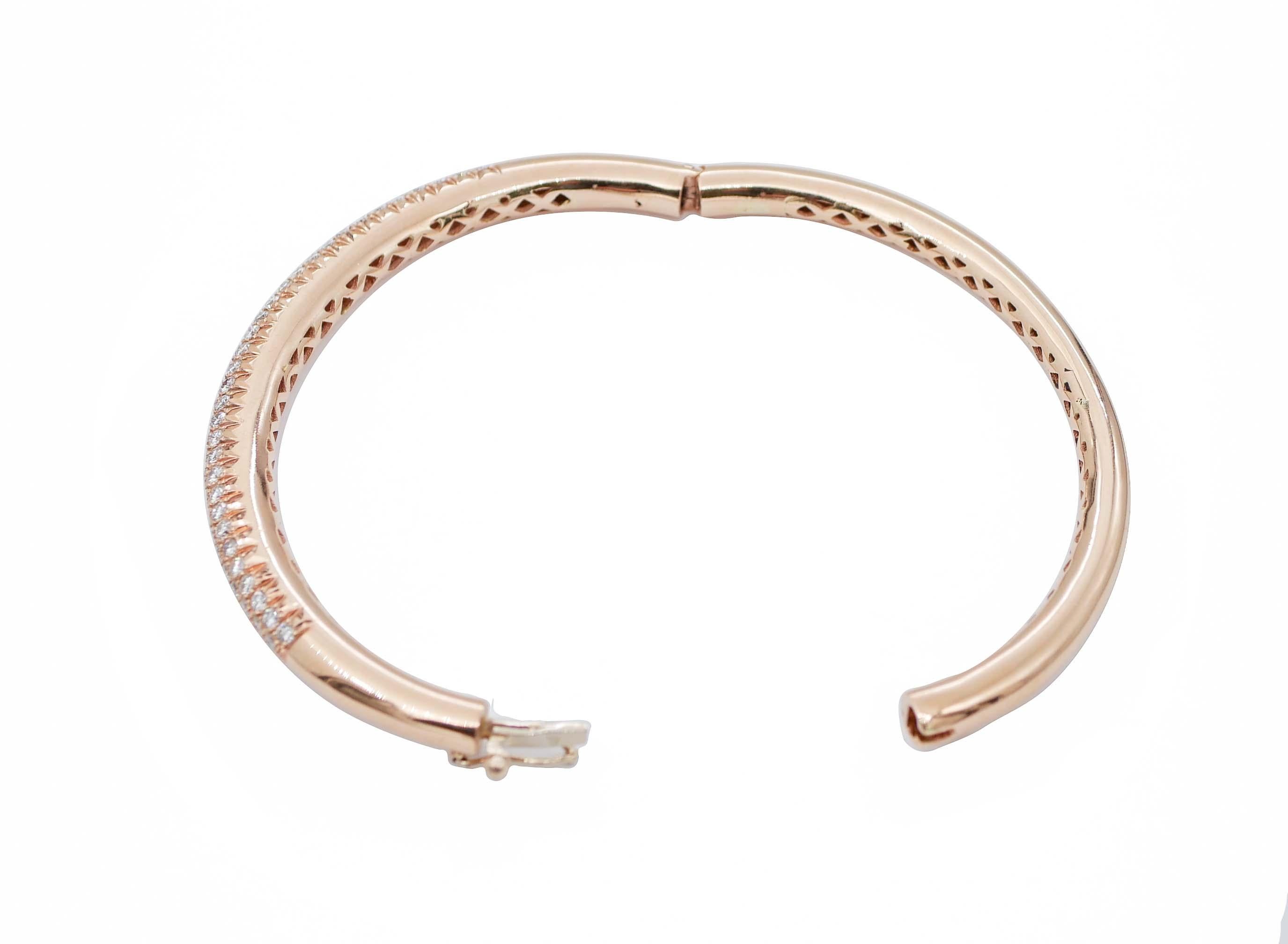 Diamonds, 18 Karat Rose Gold Modern Bracelet In New Condition For Sale In Marcianise, Marcianise (CE)