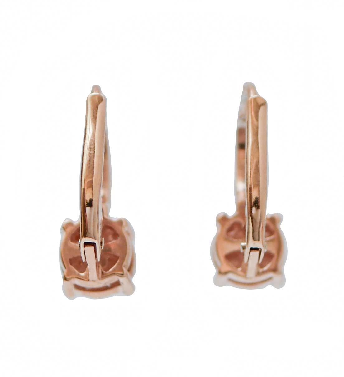 Brilliant Cut Diamonds, 18 Karat Rose Gold Modern Earrings. For Sale