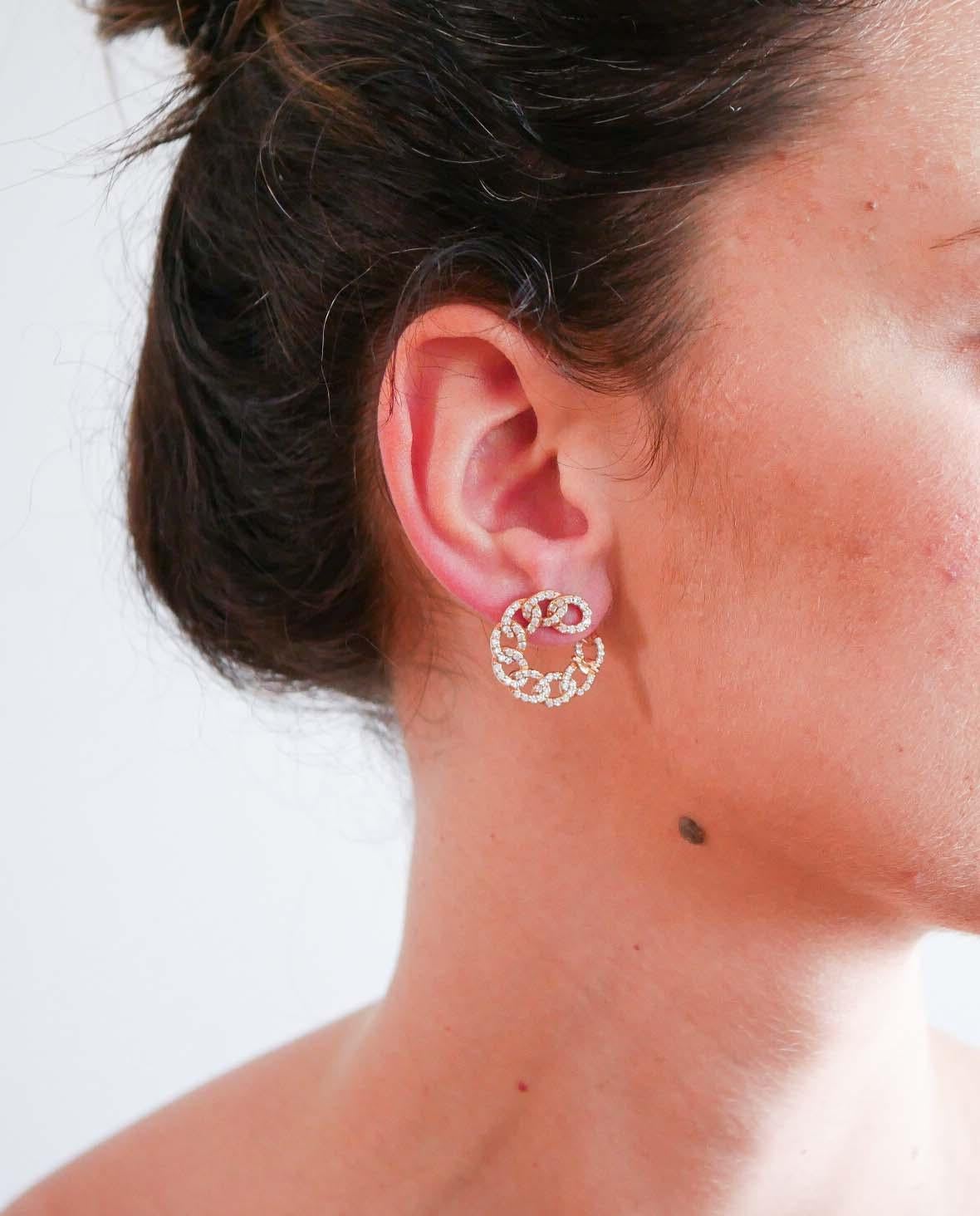 Taglio brillante Diamanti, Oro rosa 18 carati Orecchini moderni. in vendita
