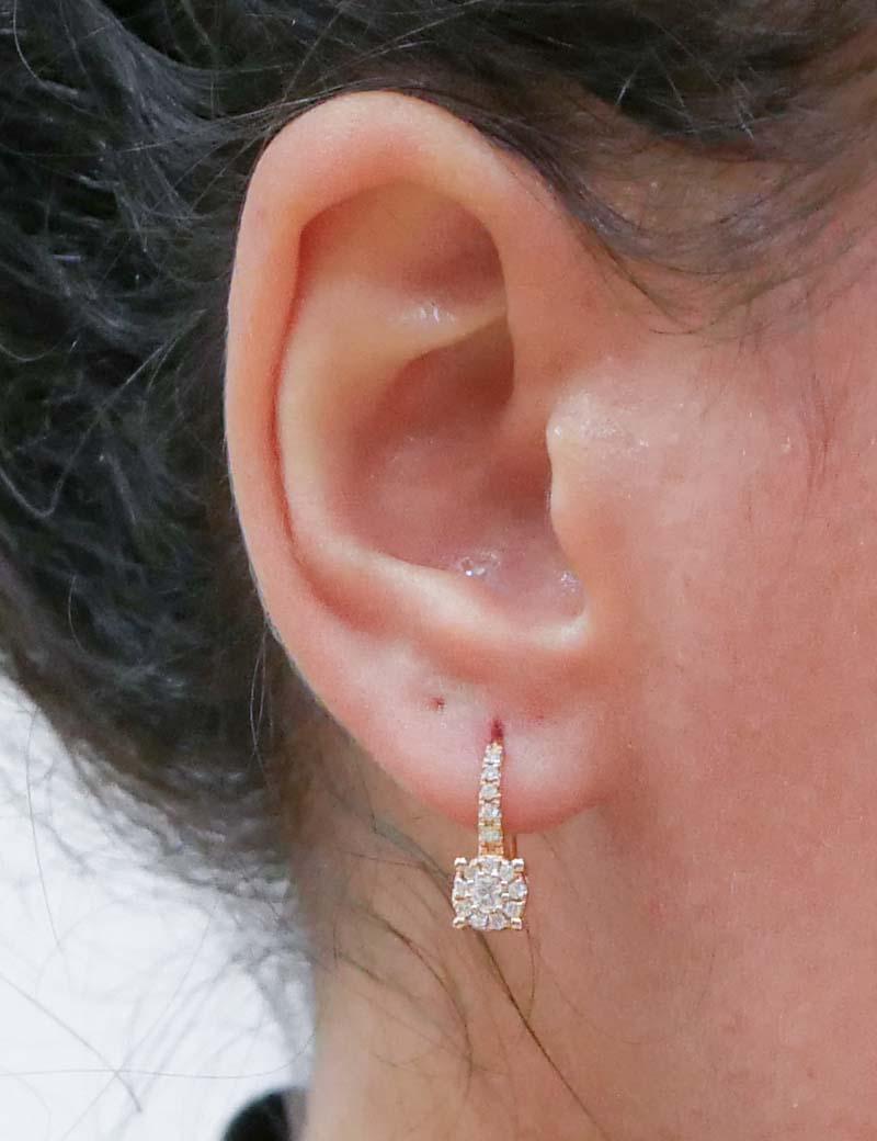 Diamants, or rose 18 carats Boucles d'oreilles Modernity. Neuf - En vente à Marcianise, Marcianise (CE)