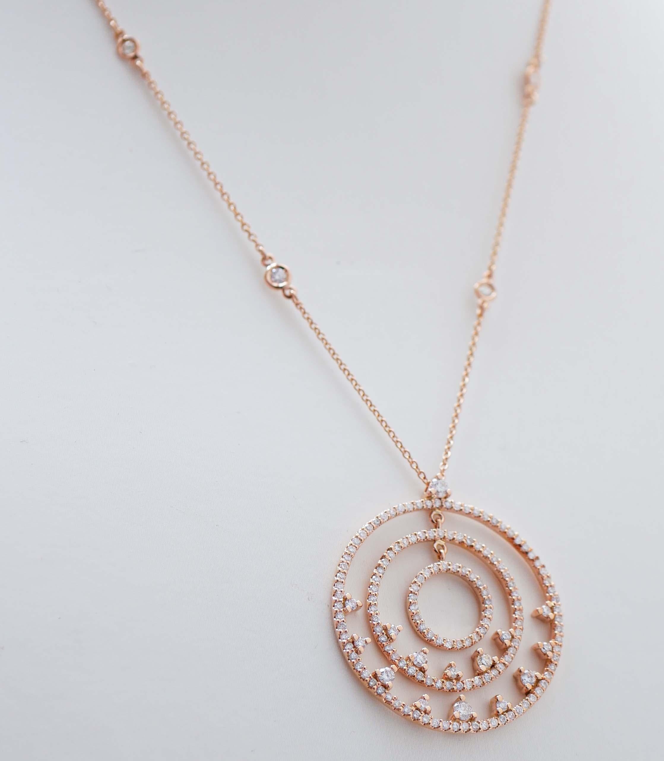 Modern Diamonds, 18 Karat Rose Gold Necklace. For Sale