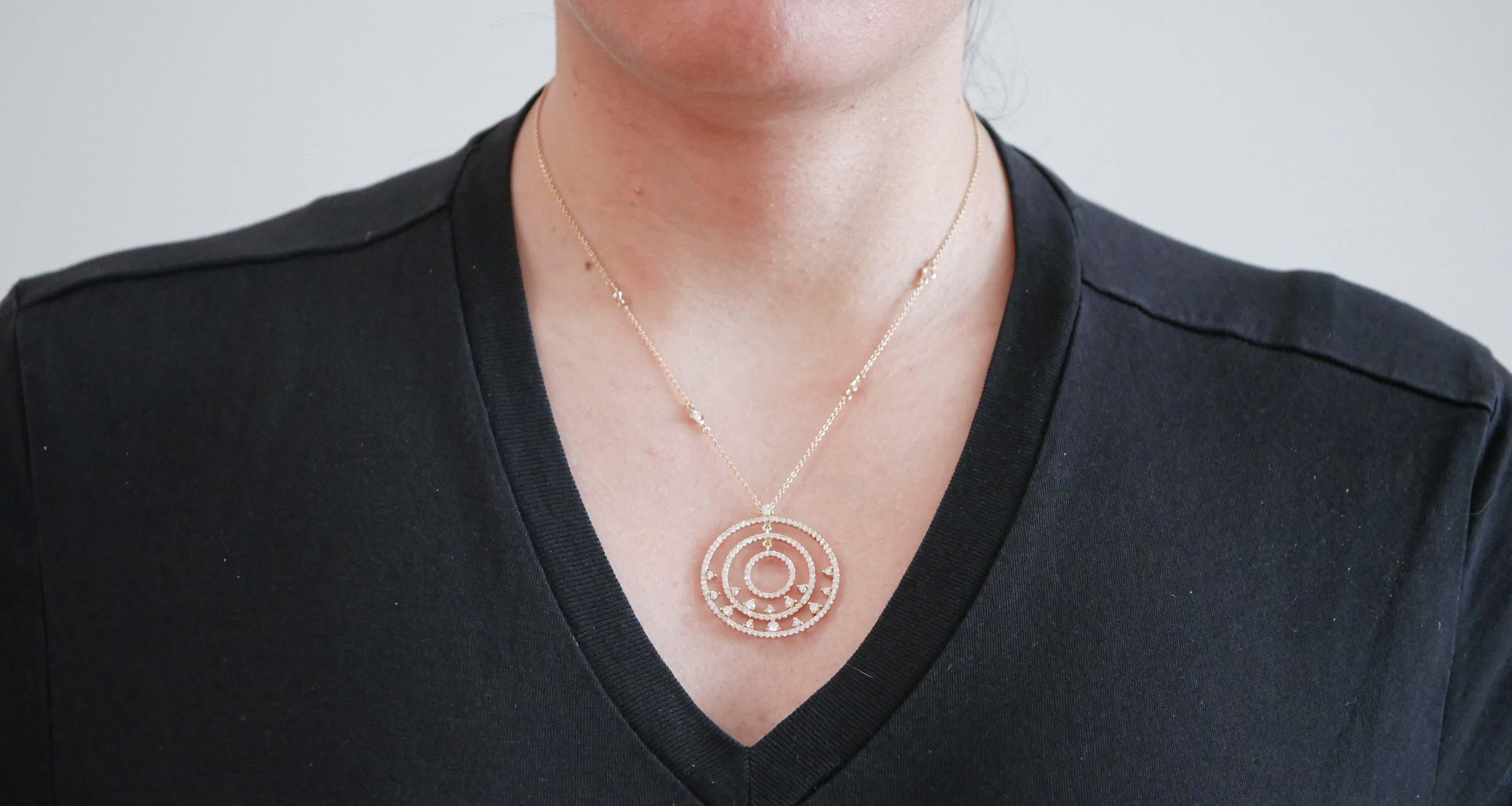 Diamonds, 18 Karat Rose Gold Necklace. In New Condition For Sale In Marcianise, Marcianise (CE)