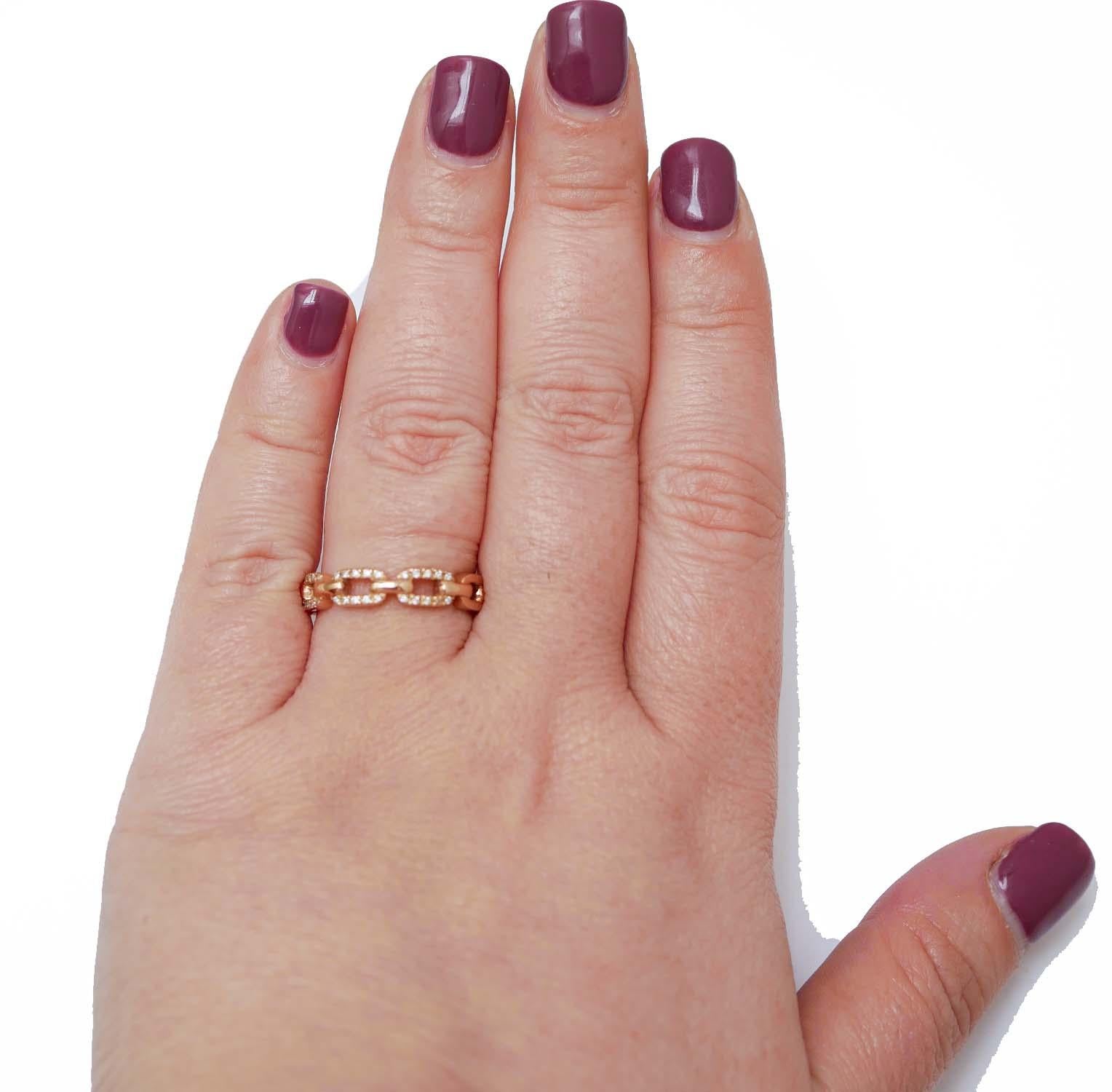 Brilliant Cut Diamonds, 18 Karat Rose Gold Ring.