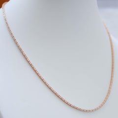 Diamanten, Tennis-Halskette aus 18 Karat Roségold.