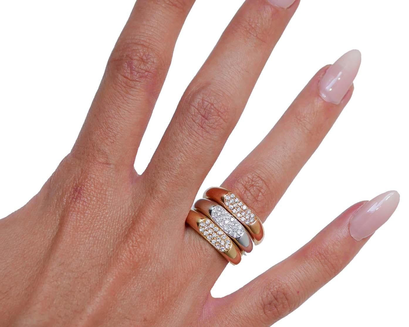 Diamonds, 18 Karat Rose Gold, White Gold and Yellow Gold Ring In New Condition In Marcianise, Marcianise (CE)