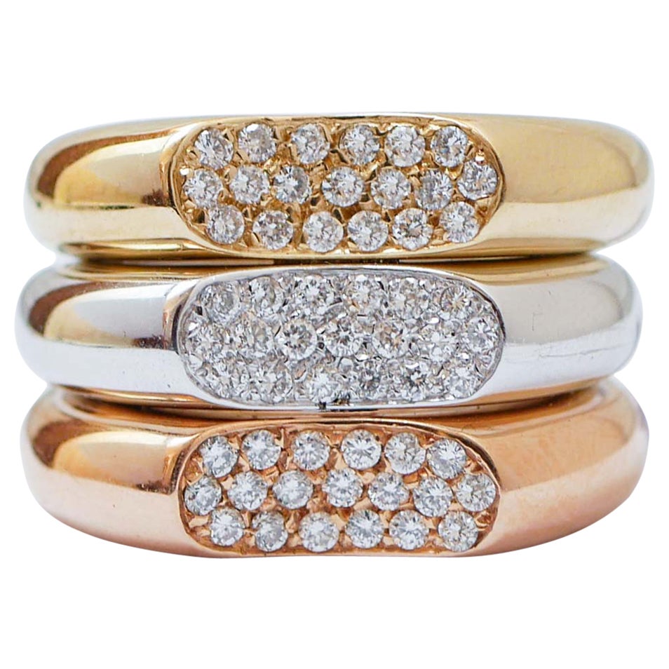 Ring aus Diamanten, 18 Karat Roségold, Weißgold und Gelbgold