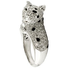 Diamonds, 18 Karat White and Enamel Gold Cheetah Ring