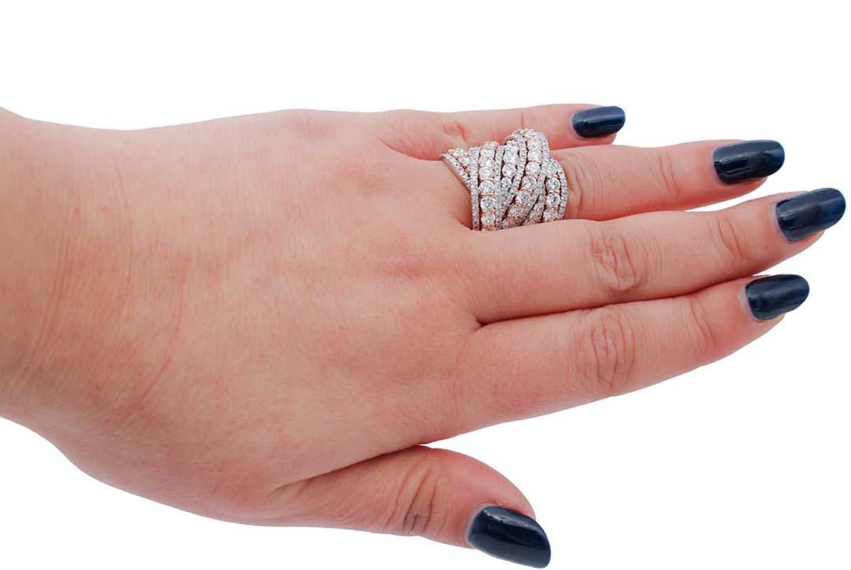 Anello a fascia con diamanti, oro bianco e rosa 18 carati In condizioni Nuovo in vendita a Marcianise, Marcianise (CE)