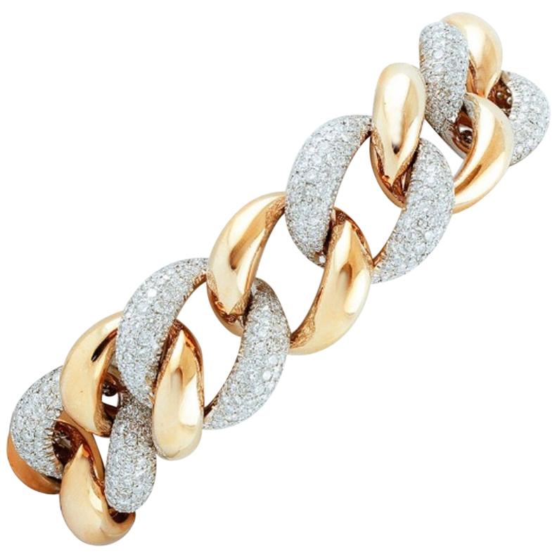 Diamonds, 18 Karat White and Rose gold Chain Bracelet