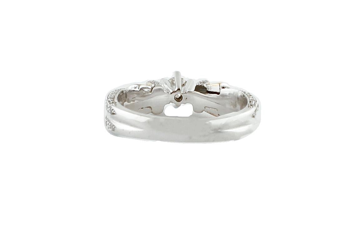 Modern Diamonds, 18 Karat White and Rose Gold Engagement Ring For Sale