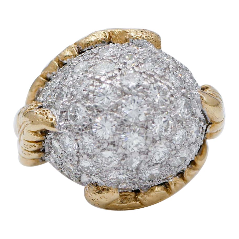 Diamonds, 18 Karat White and Yellow Gold Dome Ring