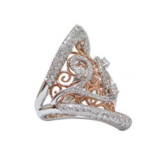 Diamonds, 18 Karat White Gold and Rose Gold Ring.