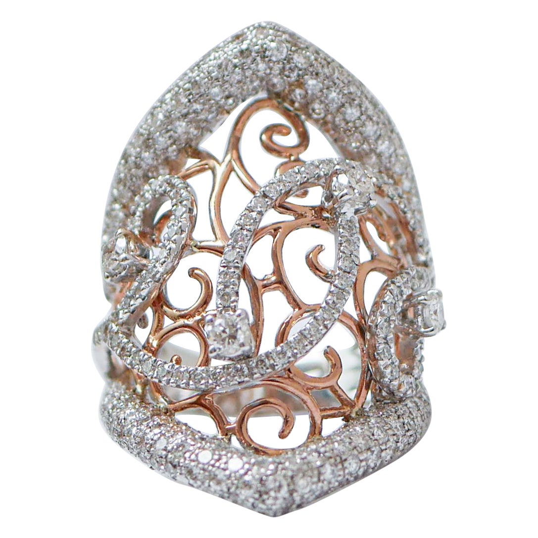 Anillo de diamantes, oro blanco de 18 quilates y oro rosa. en venta