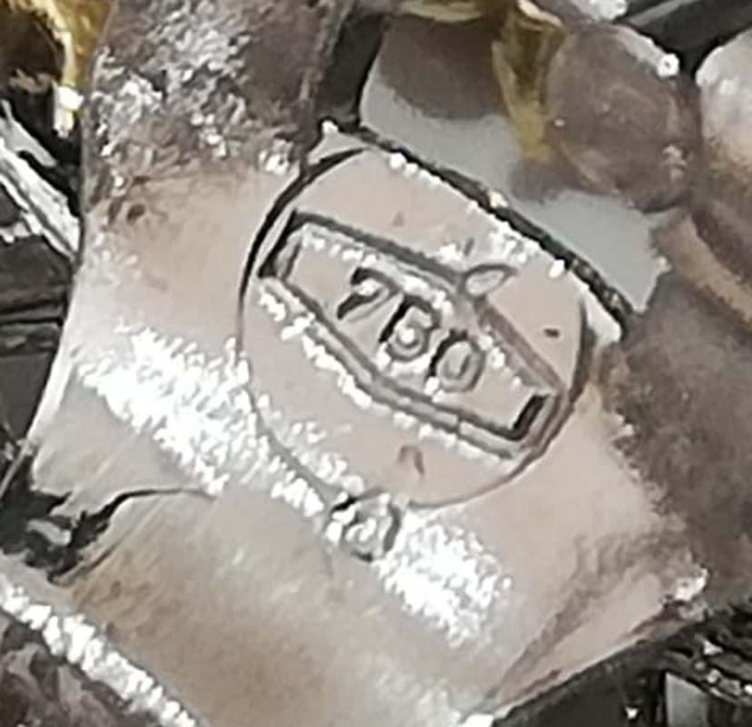 Women's Diamonds, 18 Karat White Gold and Yellow Gold Earrings. For Sale