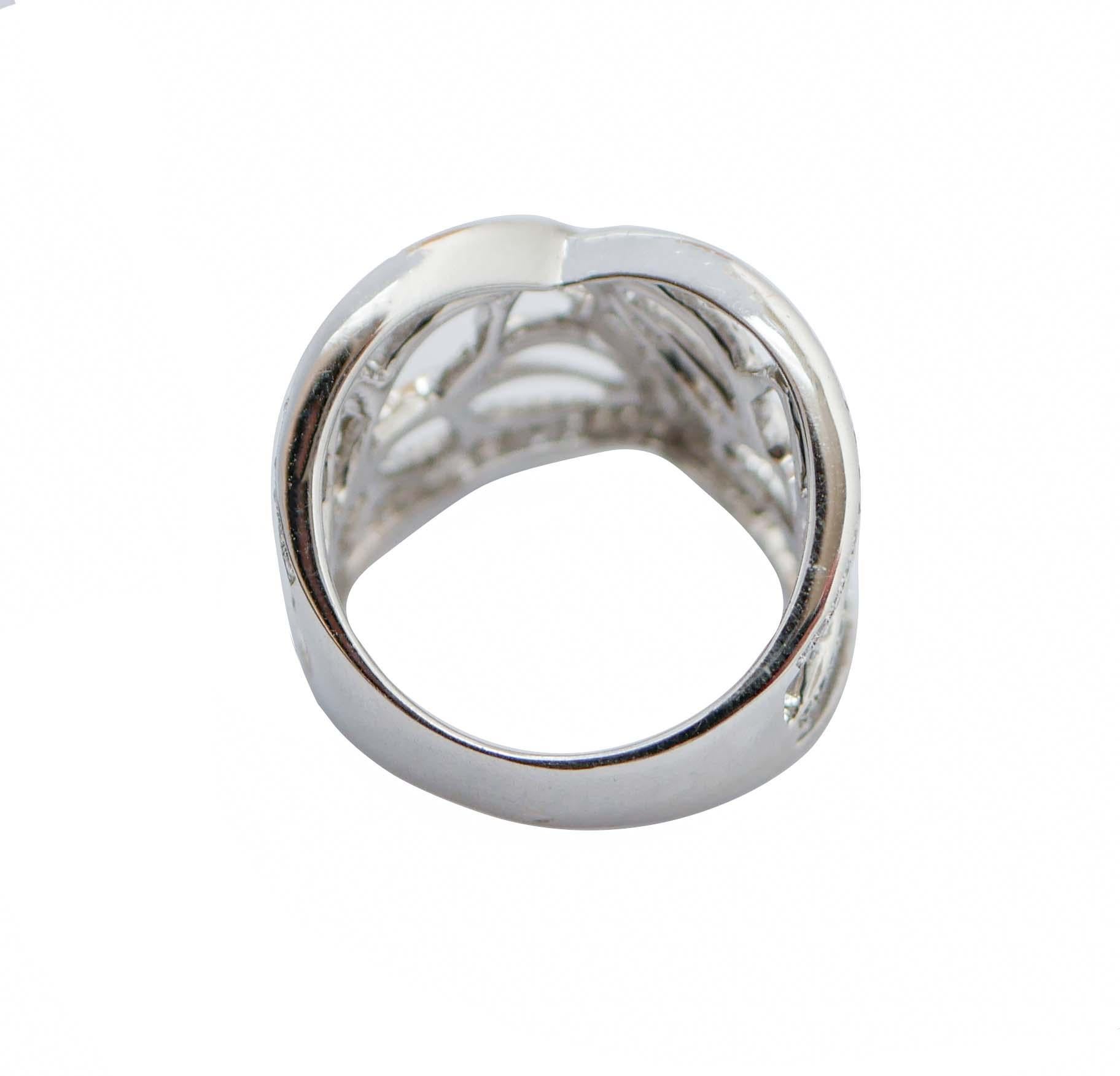 Modern Diamonds, 18 Karat White Gold Band Ring. For Sale