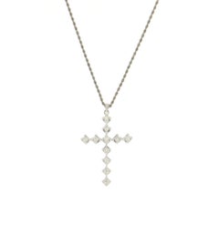 Collar Cruz Colgante Oro Blanco 18 Kilates Diamantes