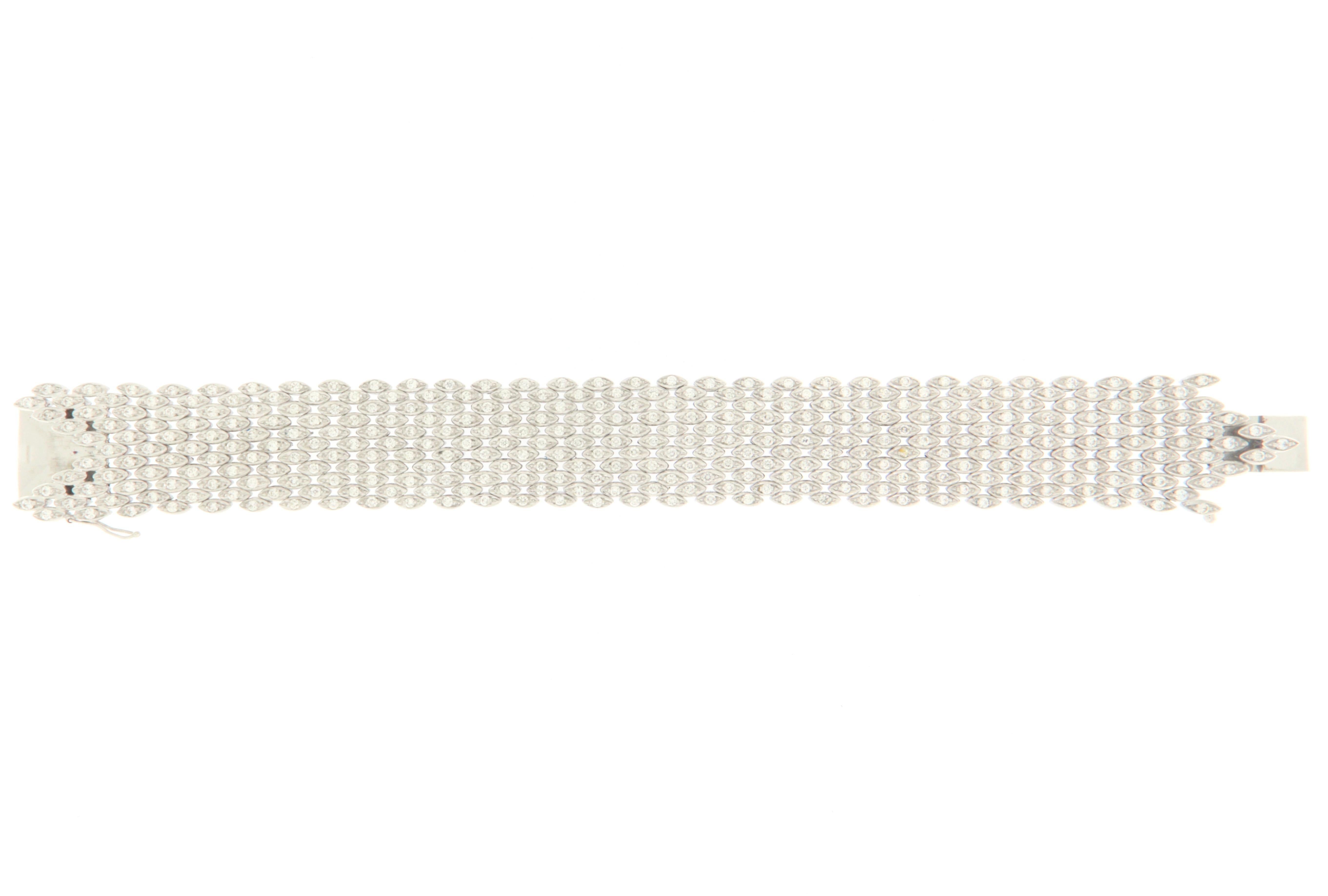 Artisan Diamonds 18 Karat White Gold Cuff Bracelet For Sale